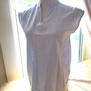 Ruby Diva Elegant Powder Blue denim /linen Women's Blouse M